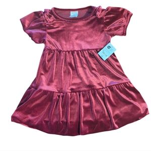 OKIE DOKIE NWT Dark Pink Velvet Velour Textured Toddler Dress